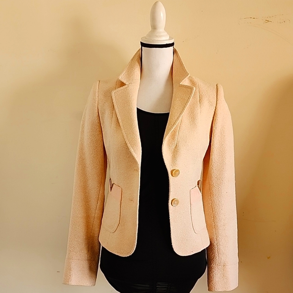 VALENTINO RED Tweed Blazer Jacket V Pale Pink EU 42 US 4